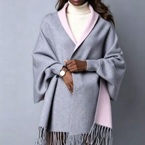 Women's Reversible Poncho Cape with Sleeves