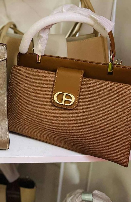 CHRISBELLA Canvas Flap Satchel with gold CB emblem